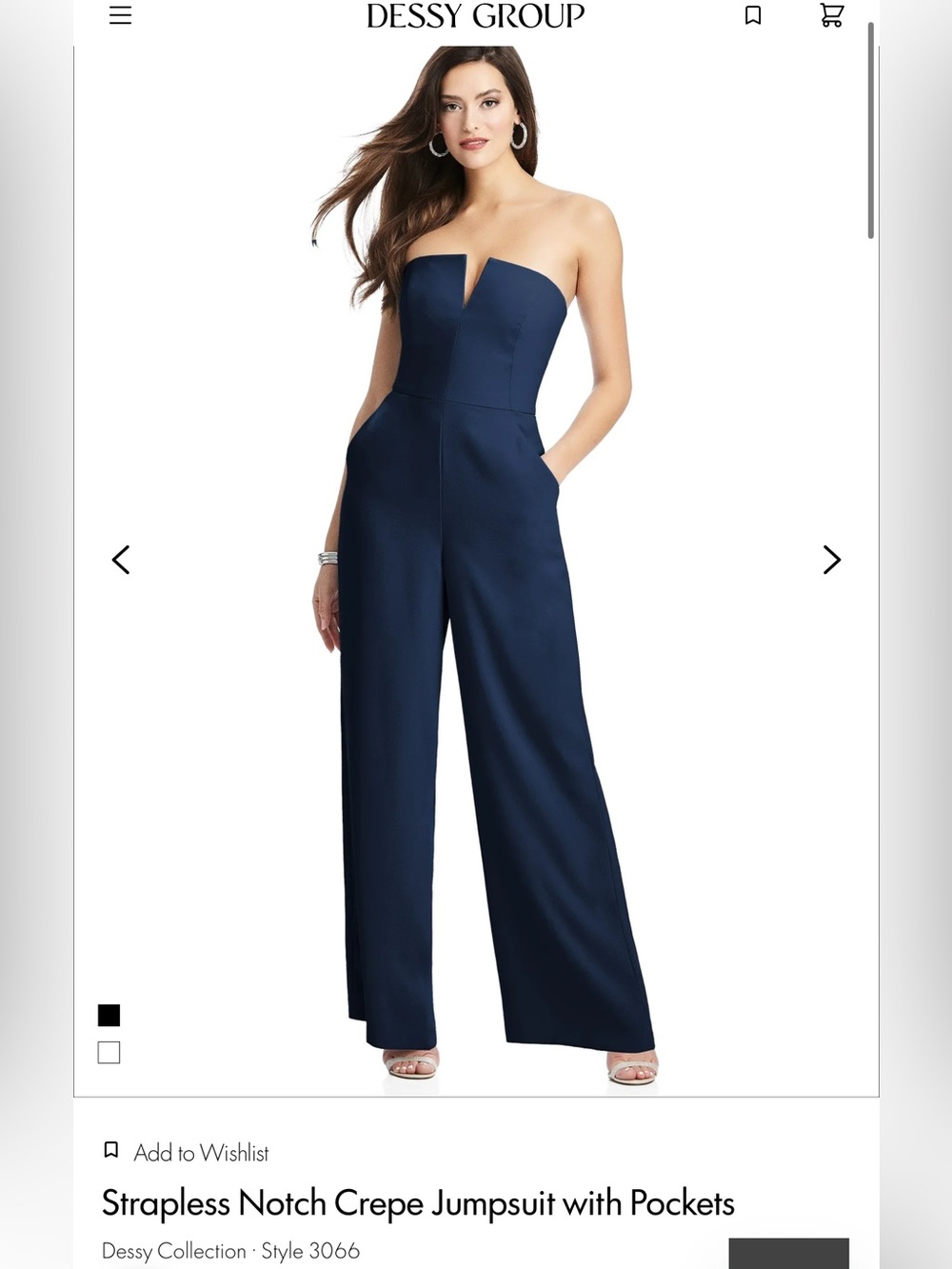 Dessy Collection Strapless Notch Jumpsuit in Navy